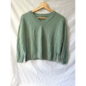 Falconeri Womens 100% Pure Cashmere V-Neck Sweater Sage Green Relaxed Fit Italy